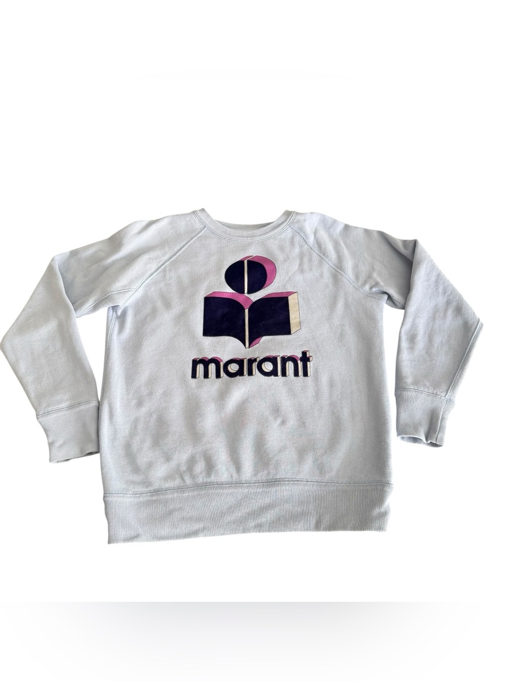 Isabel Marant Etoile  Moby Logo Light Blue Sweatshirt Fleece Pullover 38 (US^)